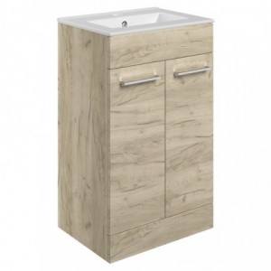 Naha 510mm (w) Floor Standing Unit & Close Coupled Toilet Pack - Oak