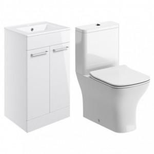 Naha 510mm Floor Standing Unit & Close Coupled WC Pack - White Gloss