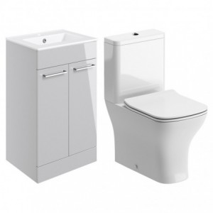 Naha 510mm Floor Standing Unit & Close Coupled WC Pack - Grey Gloss