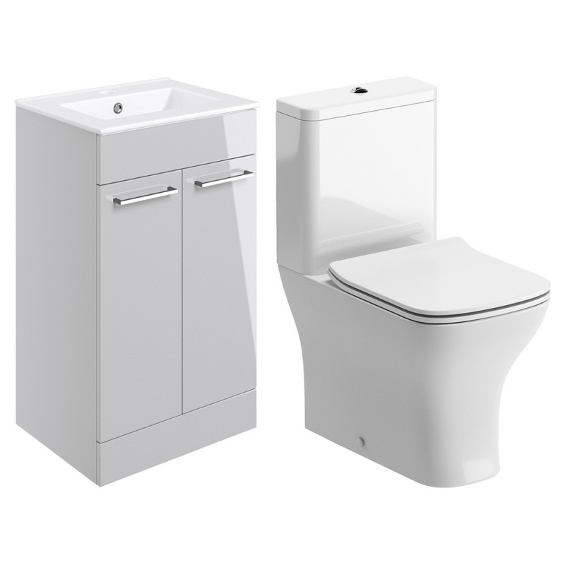 Naha 510mm Floor Standing Unit & Close Coupled WC Pack - Grey Gloss