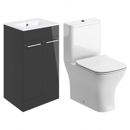 Naha 510mm Floor Standing Unit & Close Coupled WC Pack - Anthracite Gloss