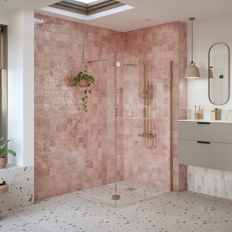 Lowri Optional 300mm Wetroom Splash Panel - Brushed Bronze - Insitu