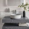 Kenzo 600mm Wall Hung Grey Marble Basin Shelf & Brushed Bronze Bottle Trap - Insitu