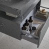 Kenzo 600mm Wall Hung Grey Marble Basin Shelf & Brushed Bronze Bottle Trap - Insitu