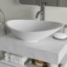 Kenzo 600mm Wall Hung White Marble Basin Shelf & Brushed Bronze Bottle Trap - Insitu