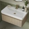 Hades 605mm Wall Hung 1 Drawer Basin Unit & Basin - Textured Oak - Insitu