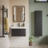 Ares 350mm Wall Hung 1 Door Tall Unit - Matt Black - Insitu