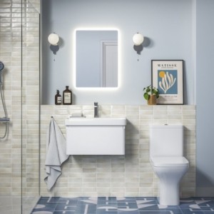 Ares 500mm (w) Wall Hung 1 Drawer Basin Unit & Basin - Matt White