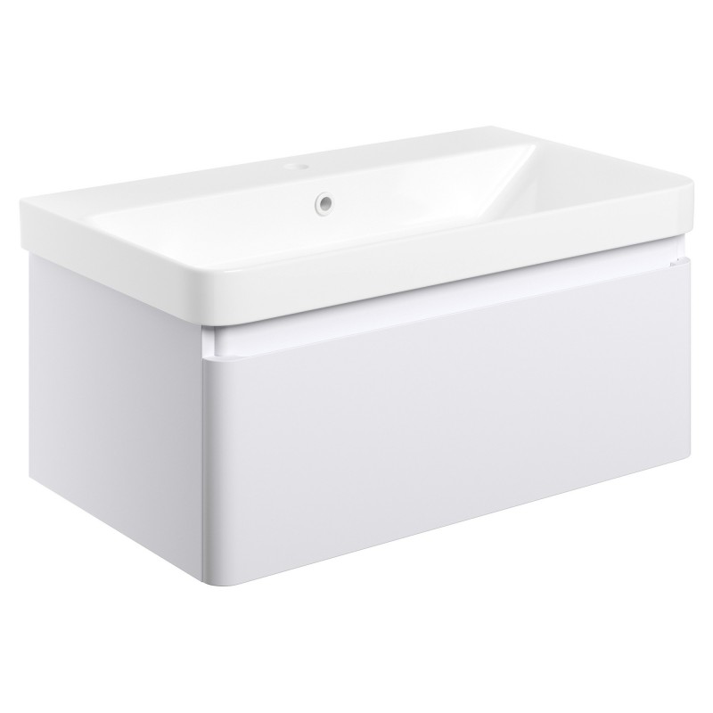 Ares 805mm Wall Hung 1 Drawer Basin Unit & Basin - Matt White