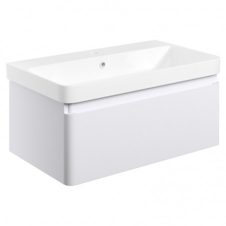 Ares 805mm Wall Hung 1 Drawer Basin Unit & Basin - Matt White