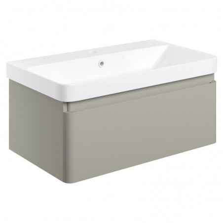 Ares 805mm Wall Hung 1 Drawer Basin Unit & Basin - Matt Latte