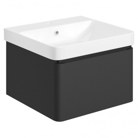 Ares 500mm Wall Hung 1 Drawer Basin Unit & Basin - Matt Black