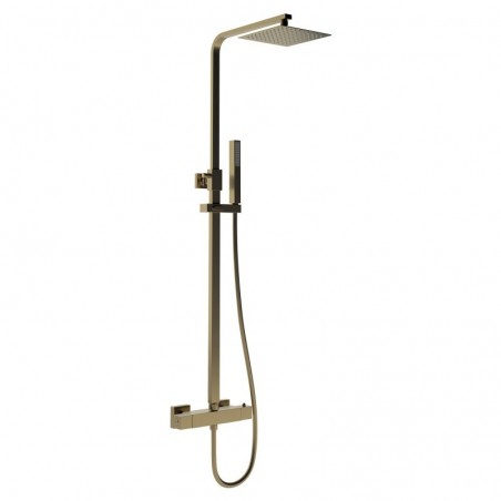 Square Thermostatic Bar Mixer w/Riser Kit - Brushed Bronze