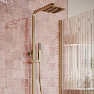 Square Thermostatic Bar Mixer With Riser Kit - Brushed Bronze