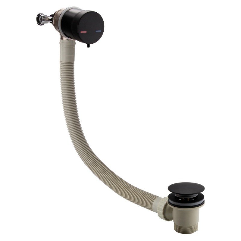 Bath Overflow Filler w/Integrated Valve - Black