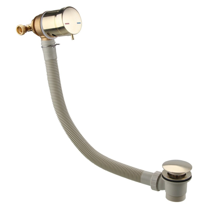 Bath Overflow Filler w/Integrated Valve - Brushed Brass