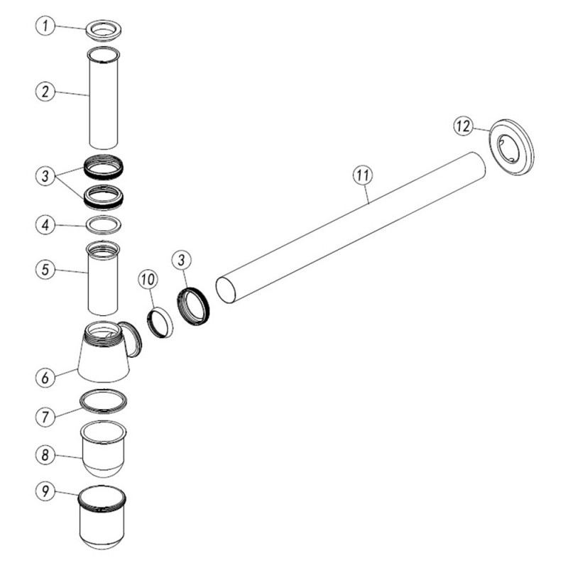 Bottle Trap - Brushed Bronze - Technical Drawing