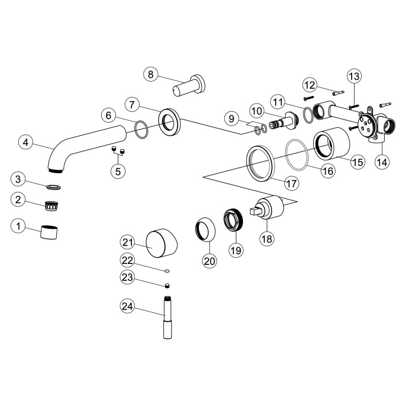 Winx Wall Mounted Basin Mixer - Chrome - Technical Drawing