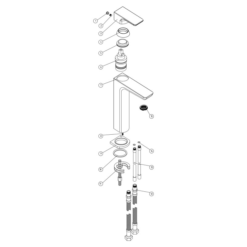 Marengo Tall Basin Mixer - Brushed Bronze - Technical Drawing