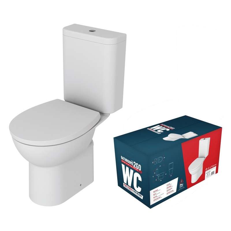 Rome Close Coupled Rimless WC & Soft Close Seat