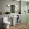 Parma 450x320mm 1TH Cloakroom Basin & Brushed Bronze Bottle Trap - Insitu