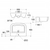 Parma 450x320mm 1TH Cloakroom Basin & Brushed Bronze Bottle Trap - Technical Drawing