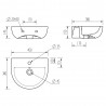 Varese 450x400mm 1TH Cloakroom Basin & Brushed Bronze Bottle Trap - Technical Drawing