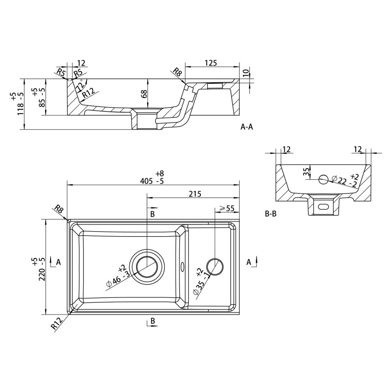 Naha 410mm (w) Wall Hung Basin Unit & Closed Coupled Toilet Pack - Oak