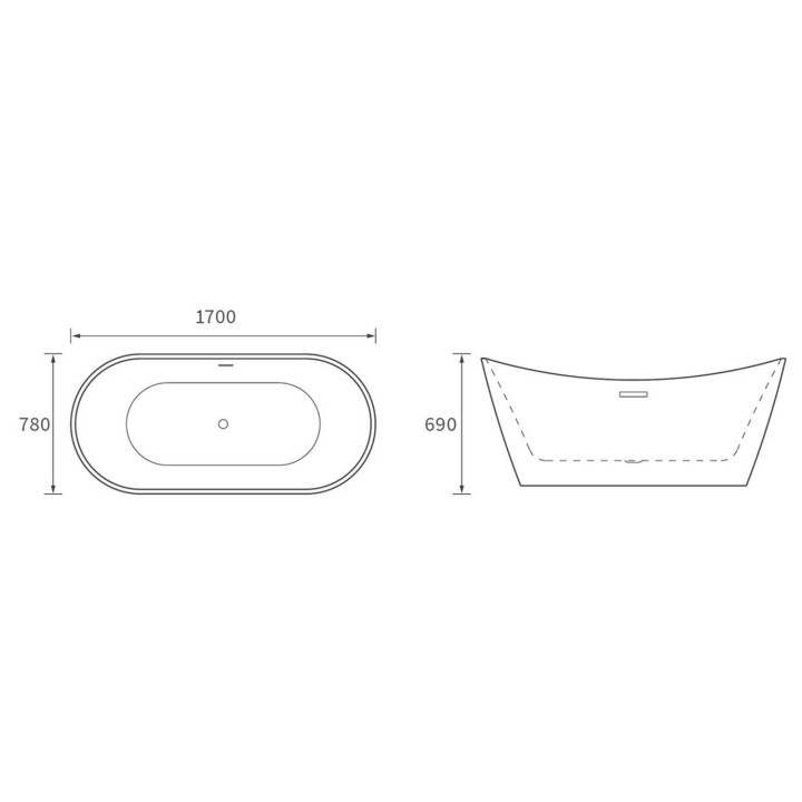 Lancer Matt Blue Freestanding Double Ended Luxury Bath & Chrome Integrated Waste - 1700mm(l) x 780mm(w) x 690mm(h)