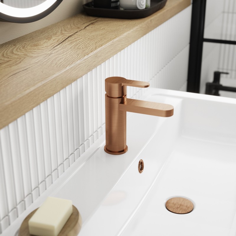 Arvan Brushed Bronze Mono Basin Mixer with Push Button Waste - Insitu