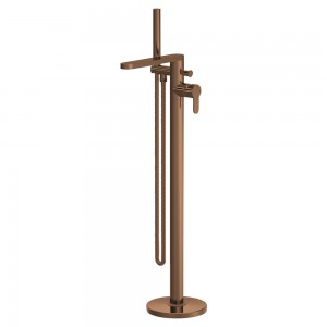 Arvan Brushed Bronze Freestanding Bath Shower Mixer with Kit