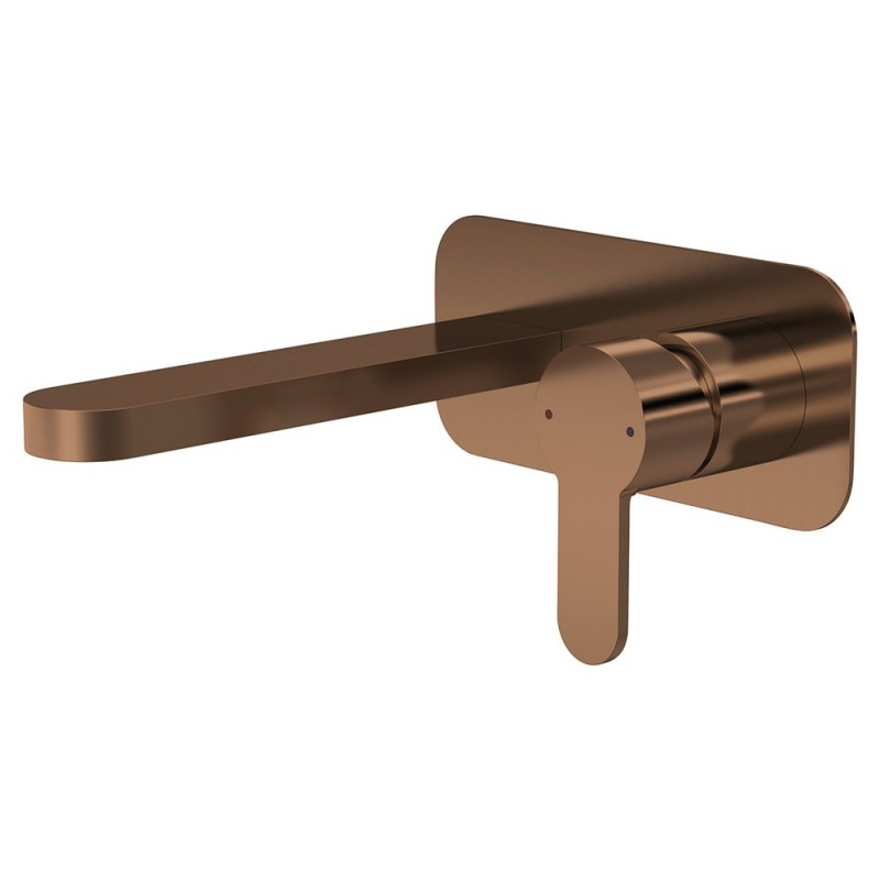 Arvan Brushed Bronze Wall Mounted 2 Tap Hole Basin Mixer With Plate