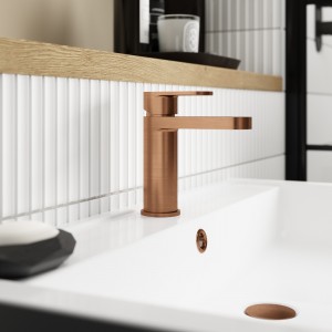 "Binsley" Mono Basin Mixer with Push Button Waste - Brushed Bronze