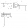 Binsey Brushed Bronze Wall Mounted 2 Tap Hole Basin Mixer With Plate - Technical Drawing