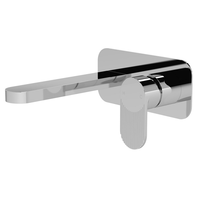 Cyprus Chrome Wall Mounted 2 Tap Hole Basin Mixer With Plate