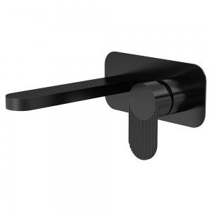 Cyprus Matt Black Wall Mounted 2 Tap Hole Basin Mixer With Plate