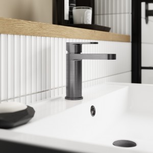 Binsey Brushed Pewter Mono Basin Mixer Tap & Waste