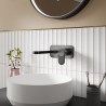 Cyprus Brushed Pewter Wall Mounted 2 Tap Hole Basin Mixer With Plate - Insitu