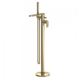 Cyprus Brushed Brass Freestanding Bath Shower Mixer with Kit