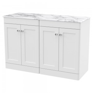 Classique 1200mm Freestanding 4 Door Vanity with Marble Top - Satin White