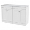 Classique 1200mm Freestanding 4 Door Vanity with Marble Top - Satin White