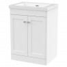 Classique 600mm Freestanding 2 Door Vanity with Basin - 0 Tap Hole - Satin White