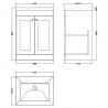 Classique 600mm Freestanding 2 Door Vanity with Basin - 0 Tap Hole - Satin White - Technical Drawing