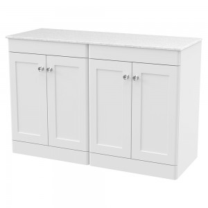 Classique 1200mm Freestanding 4 Door Vanity with Marble Top - Satin White