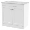 Classique 800mm Freestanding 2 Door Vanity with Marble Top - Satin White