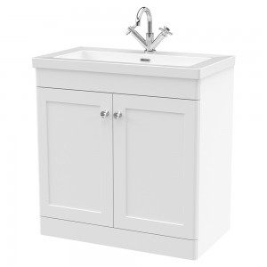 Classique 800mm Freestanding 2 Door Vanity with Basin - 1 Tap Hole - Satin White