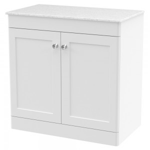 Classique 800mm Freestanding 2 Door Vanity with Marble Top - Satin White