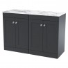 Classique 1200mm Freestanding 4 Door Vanity with Marble Top - Soft Black