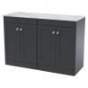 Classique 1200mm Freestanding 4 Door Vanity with Marble Top - Soft Black