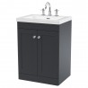 Classique 600mm Freestanding 2 Door Vanity with Basin - 3 Tap Hole - Soft Black